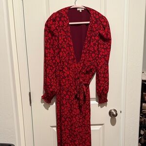 Max Studio Red Floral Midi Dress